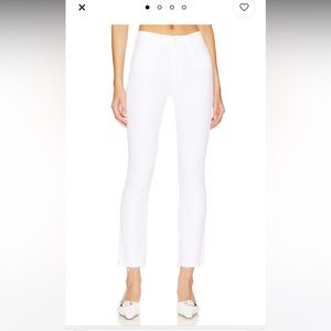 Mother The Looker ankle fray jeans in white